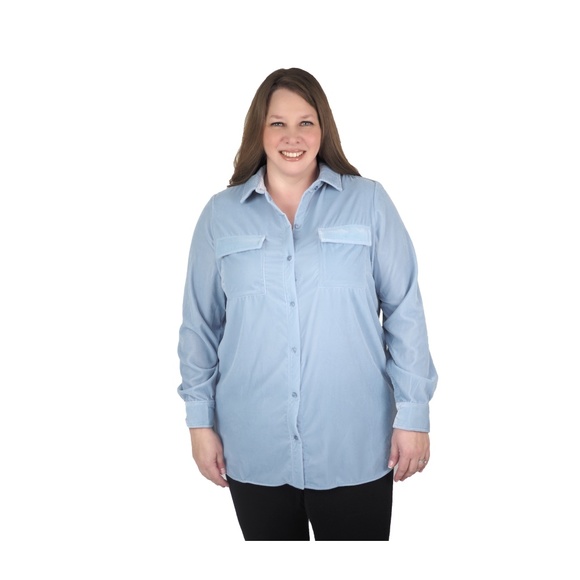 Roaman's Tops - Roaman's Velveteen Light Blue LongSleeve